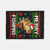 Fishing B Fish Merry Fishmas Fisherman Ugly Christ Fleece Deken (Voorkant (Horizontaal))