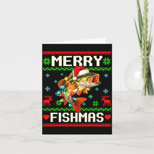 Fishing B Fish Merry Fishmas Fisherman Ugly Christ Kaart (Voorkant)