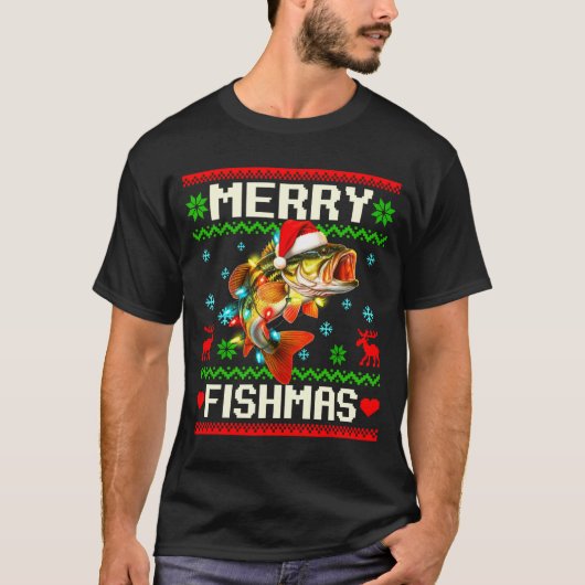 Fishing B Fish Merry Fishmas Fisherman Ugly Christ T-shirt (Voorkant)