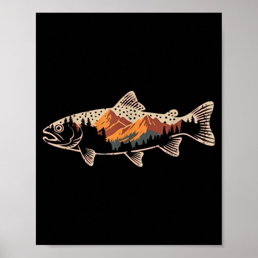 Fishing B Fish Mountain Star Fisherman Art Men Wom Poster (Voorkant)