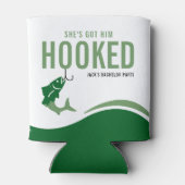 Fishing Bachelor Party Funny She's Got Him Hooked Blikjeskoeler (Achterkant)