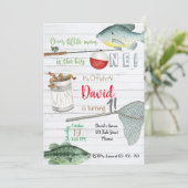 Fishing Birthday Invitation, Fishing Invitation Kaart (Staand voorkant)