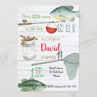 Fishing Birthday Invitation, Fishing Invitation Kaart