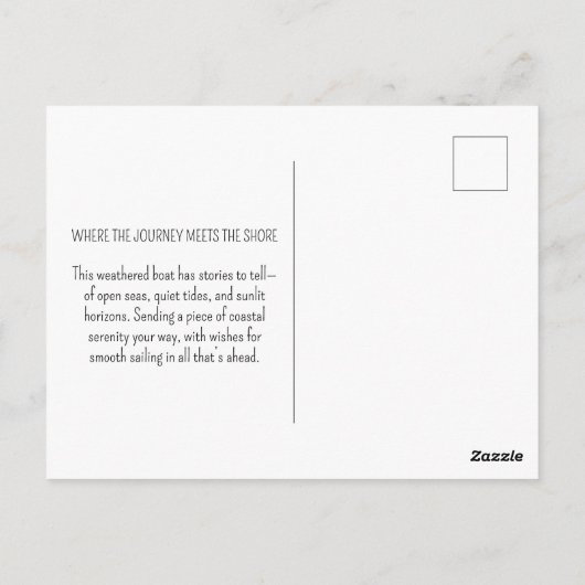 Fishing Boat Beach Ocean Shore Coastal Nautical Briefkaart (Achterkant)