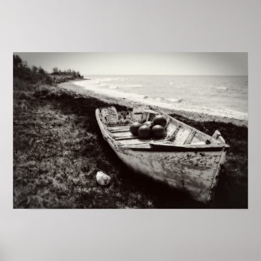 Fishing Boat black and white Poster (Voorkant)