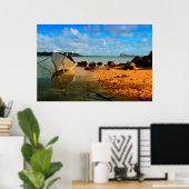 Fishing Boat On Mauritian Beach With Islet Poster (Thuiskantoor)