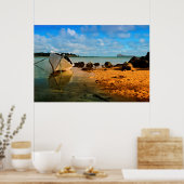 Fishing Boat On Mauritian Beach With Islet Poster (Keuken)