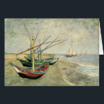 Fishing Boats on the Beach by Vincent van Gogh<br><div class="desc">Vist Boats op het strand bij Saintes-Maries (1888) door Vincent van Gogh is een post-impressionisme schilderij in de fijne kunst van de natuur. Een zeekapje met zeilboten op het strand en in de oceaan. Een maritieme scène met zeilschepen. Over de kunstenaar: Vincent Willem van Gogh (1853-1890) was een postimpressionistische schilder...</div>