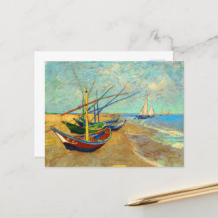 Fishing Boats on the Beach by Vincent van Gogh Feestdagenkaart