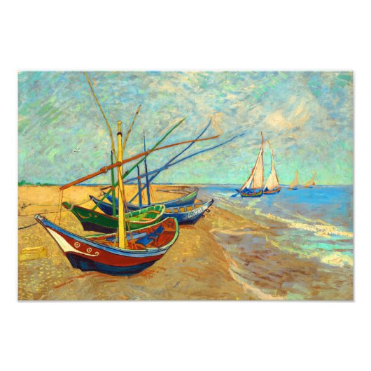 Fishing Boats on the Beach by Vincent van Gogh Foto Afdruk (Voorkant)