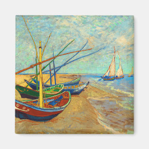 Fishing Boats on the Beach by Vincent van Gogh Magneet