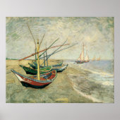 Fishing Boats on the Beach by Vincent van Gogh Poster (Voorkant)