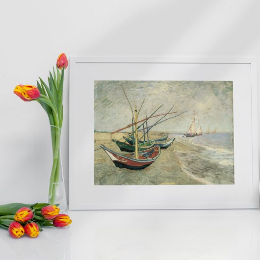 Fishing Boats on the Beach by Vincent van Gogh Poster