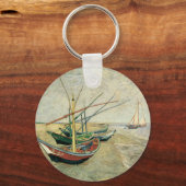 Fishing Boats on the Beach by Vincent van Gogh Sleutelhanger (Voorkant)