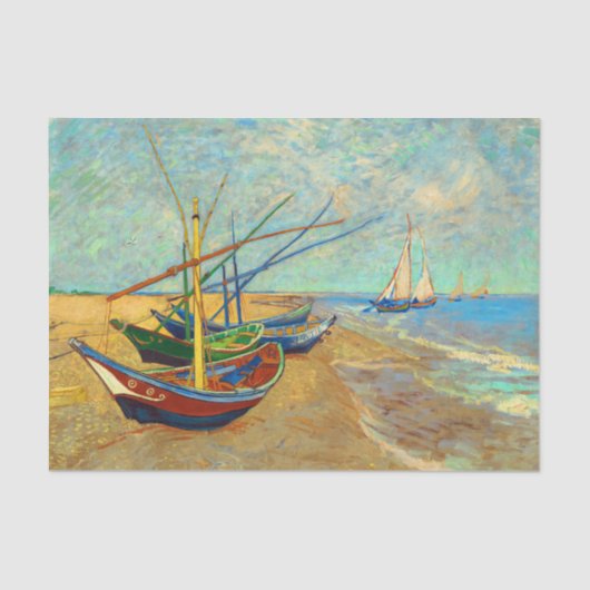 Fishing Boats on the Beach by Vincent van Gogh Tissuepapier (Voorkant)