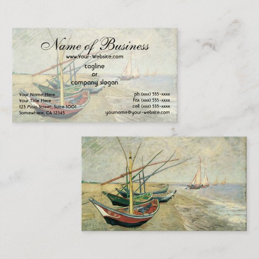 Fishing Boats on the Beach by Vincent van Gogh Visitekaartje (Voorkant / Achterkant)