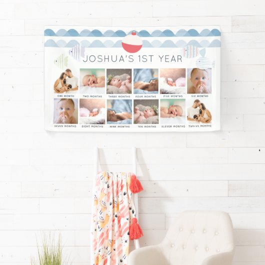 Fishing Boy 1st Birthday Milestone 12 Month Photo Spandoek (Insitu)