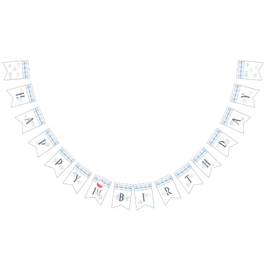 Fishing Boy Float Buoy Happy 1st Birthday Vlaggetjes (Alle)