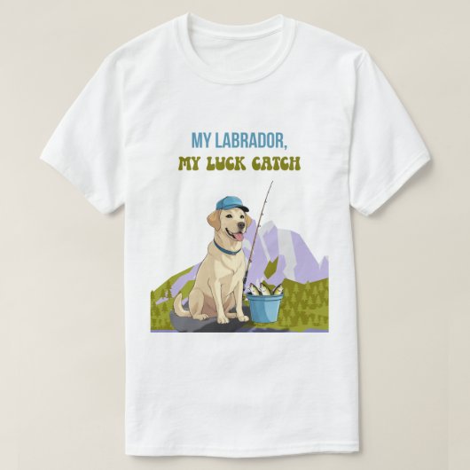 Fishing Buddy – Labrador Retriever Editie T-shirt (Design voorkant)