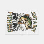 Fishing Camo B Fish Youth Just A Boy Who Loves Fis Fleece Deken (Voorkant (Horizontaal))