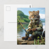 fishing cat at the lake / fischende Katze am See Briefkaart (Voorkant / Achterkant)