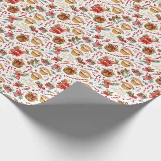 Fishing Christmas Bakery themed  Cadeaupapier (Hoek)