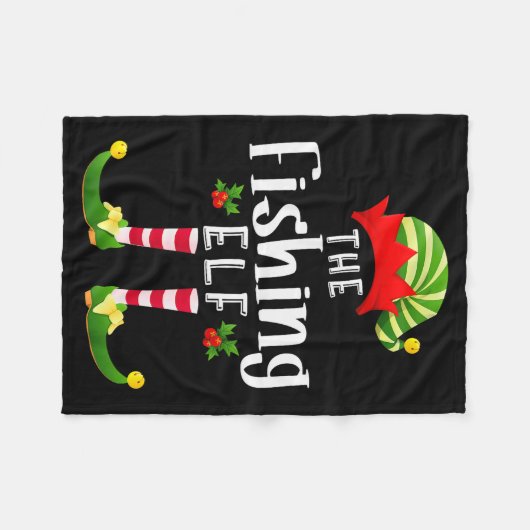 Fishing Christmas Elf Matching Pajama X-mas Party Fleece Deken (Voorkant (Horizontaal))