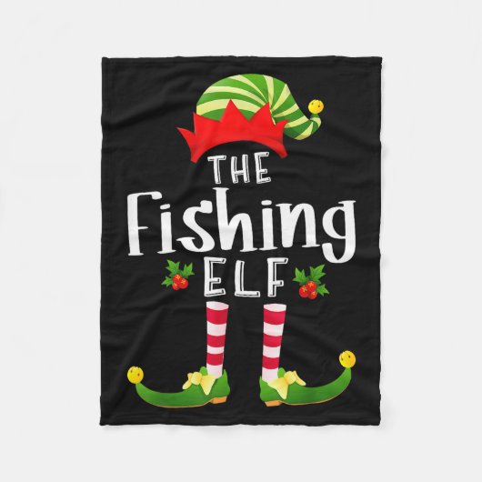 Fishing Christmas Elf Matching Pajama X-mas Party Fleece Deken (Voorkant)