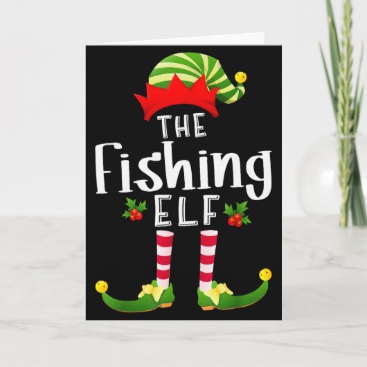 Fishing Christmas Elf Matching Pajama X-mas Party  Kaart (Voorkant)