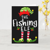 Fishing Christmas Elf Matching Pajama X-mas Party  Kaart (Gele Bloem)