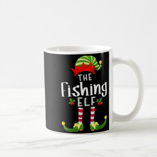 Fishing Christmas Elf Matching Pajama X-mas Party  Koffiemok (Rechts)