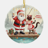 Fishing Christmas Themed  Keramisch Ornament (Voorkant)