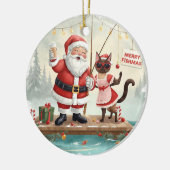 Fishing Christmas Themed  Keramisch Ornament (Links)