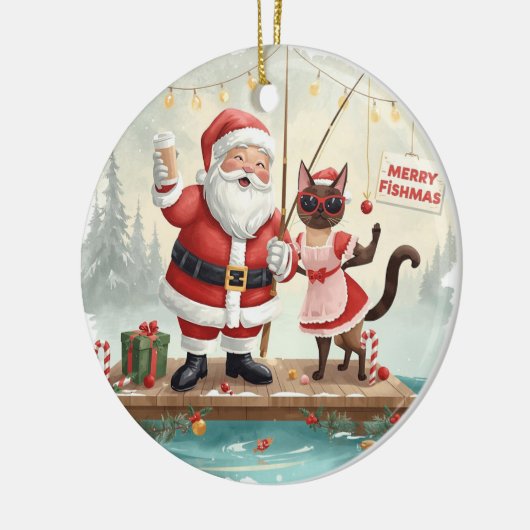 Fishing Christmas Themed  Keramisch Ornament (Links)