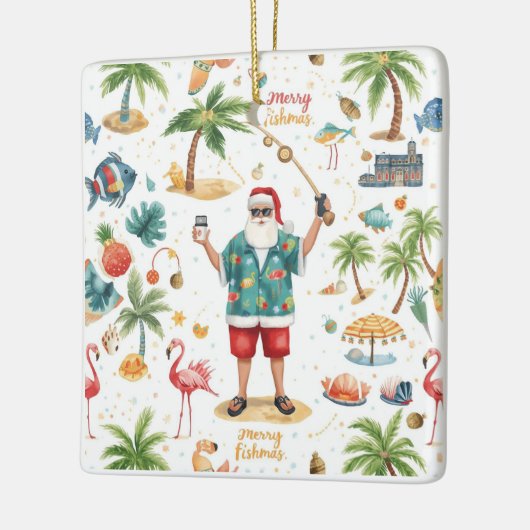 Fishing Christmas Themed  Keramisch Ornament (Links)