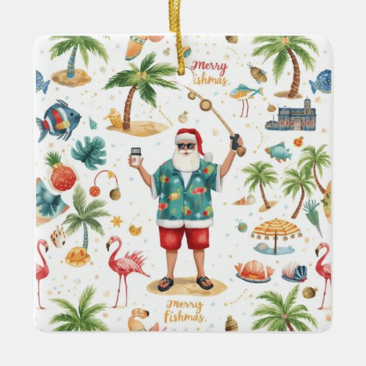 Fishing Christmas Themed  Keramisch Ornament (Voorkant)