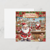Fishing Christmas Themed with Santa Claus Feestdagenkaart (Voorkant / Achterkant)