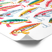 Fishing Christmas Tree Lights Lures Holiday Fisher Poster (Hoek)