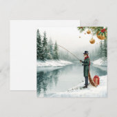 Fishing Christmas with FOX  in the Winter Feestdagenkaart (Voorkant / Achterkant)
