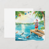 Fishing Christmas with Santa Claus  Feestdagenkaart (Voorkant / Achterkant)