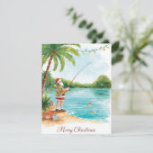 Fishing Christmas with Santa Claus Holiday Card Feestdagenkaart (Staand voorkant)