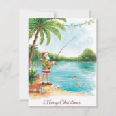 Fishing Christmas with Santa Claus Holiday Card Feestdagenkaart (Voorkant)