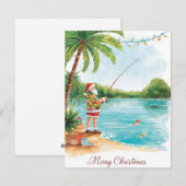 Fishing Christmas with Santa Claus Holiday Card Feestdagenkaart (Voorkant / Achterkant)
