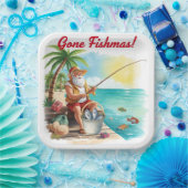 Fishing Christmas with Santa Claus Paper Plate Papieren Bordje (Feest)