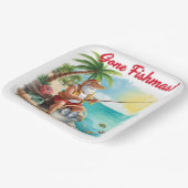 Fishing Christmas with Santa Claus Paper Plate Papieren Bordje (Gebogen)