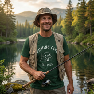 Fishing Club groen T-shirt, stijlvolle Tee voor He T-shirt