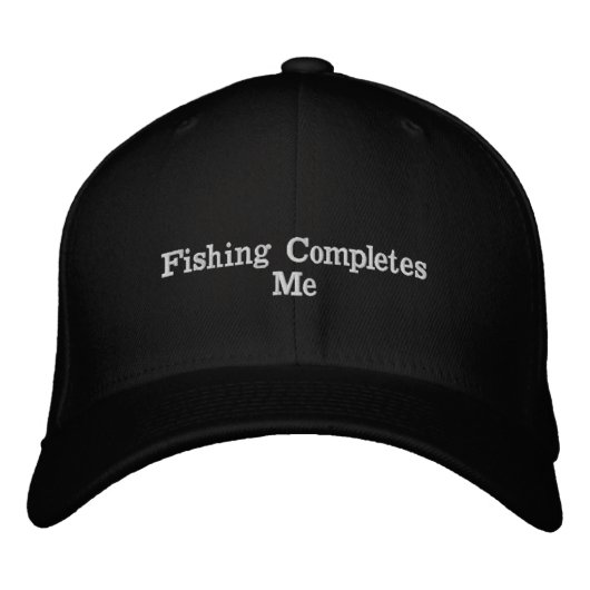 Fishing Completes Me Baseball/Trucker Hat Geborduurde Pet (Voorkant)