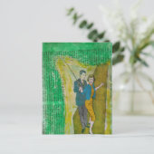 Fishing Couple from 1930s era collage Briefkaart (Staand voorkant)