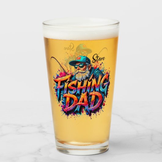 Fishing Dad Fish Graffiti Glass Glas (Voorkant gevuld)