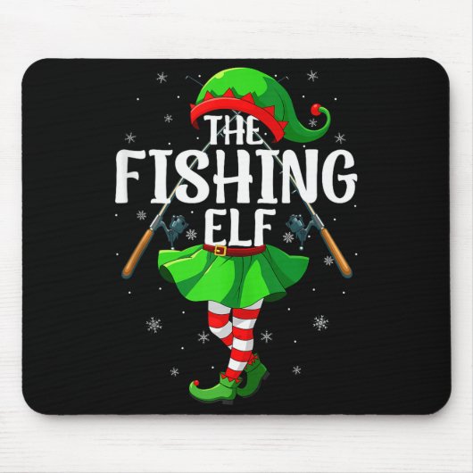 Fishing Elf Christmas Girls Women Elf Squad Xmas F Muismat (Voorkant)